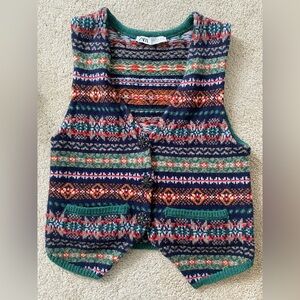 Zara Colorful Knit Vest with Patterned Design